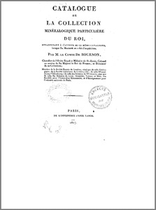 Catalogue de la Collection Minéralogique particulière du Roi
